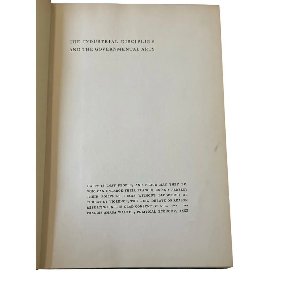 1933 The Industrial Discipline and the Governmental Arts Rexford Tugwell HC READ